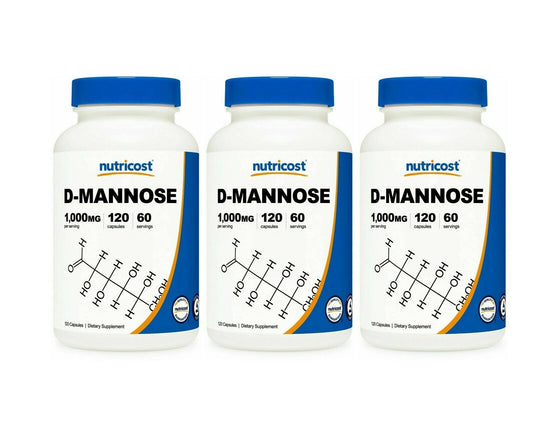 D-Mannose 1000mg Per Capsule, 3X120 Caps Nutricost D-mannose 1500mg per 3 Caps
