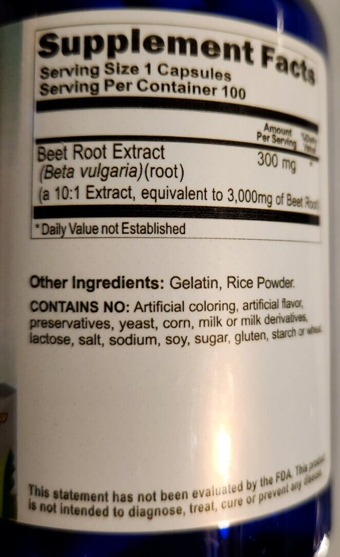 Beet Root Extract 3000mg 5X200 caps Beta vulgaria