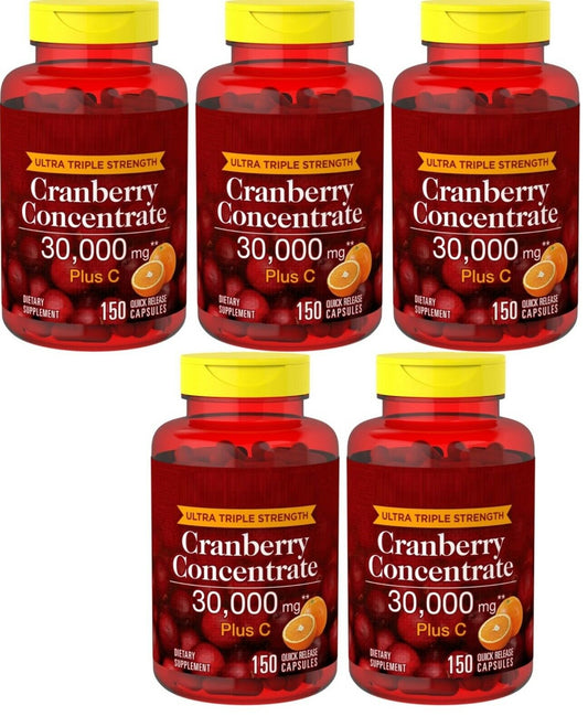 Ultra Triple Strength Cranberry 30,000mg Plus Vitamin C 5X150 Caps