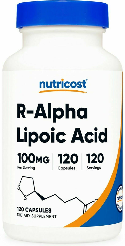 R-Alpha Lipoic Acid 100mg (R-ALA), 120 Caps Nutricost