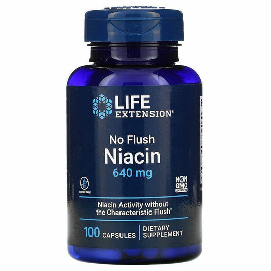 No Flush Niacin 640mg | Life Extension | 100 Capsules | Inositol Hexanicotinate | Vitamin B3