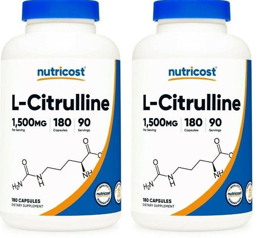 L-Citrulline 1500mg 2X180 Capsules Gluten Free & Non-GMO Nutricost