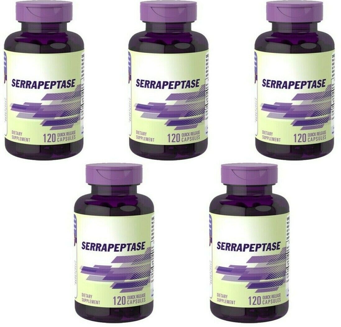 High Potency Serrapeptase 120,000 SPU/ 54 grams 5X120 Quick Release Caps