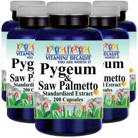 Pygeum Bark Saw Palmetto Berry 5X200 Herbal Prostate Support Aid Phytosterols
