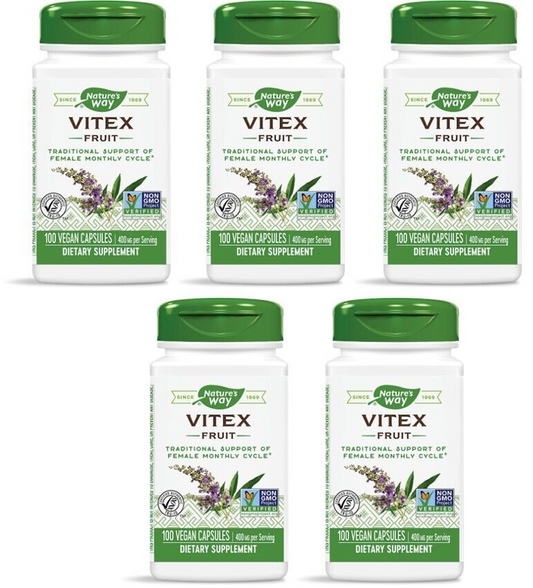 Nature's Way Vitex Fruit  400mg 5X100 Caps Traditional Support of Female Cycle