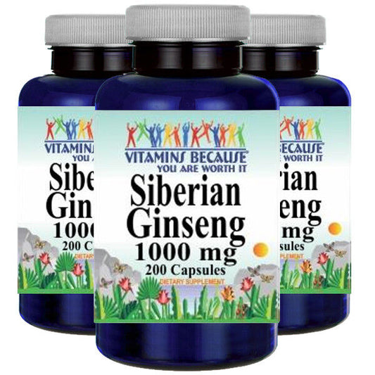 Siberian Ginseng 1000mg 3X200 Caps Eleutherococcus senticosus (root)