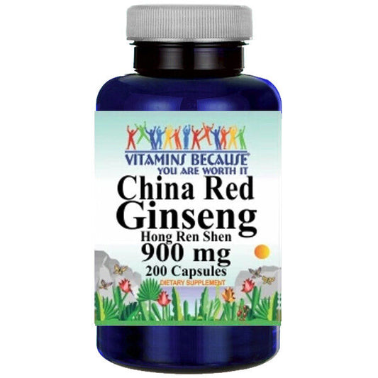 China Red Panax Ginseng Root 900mg 200 Caps