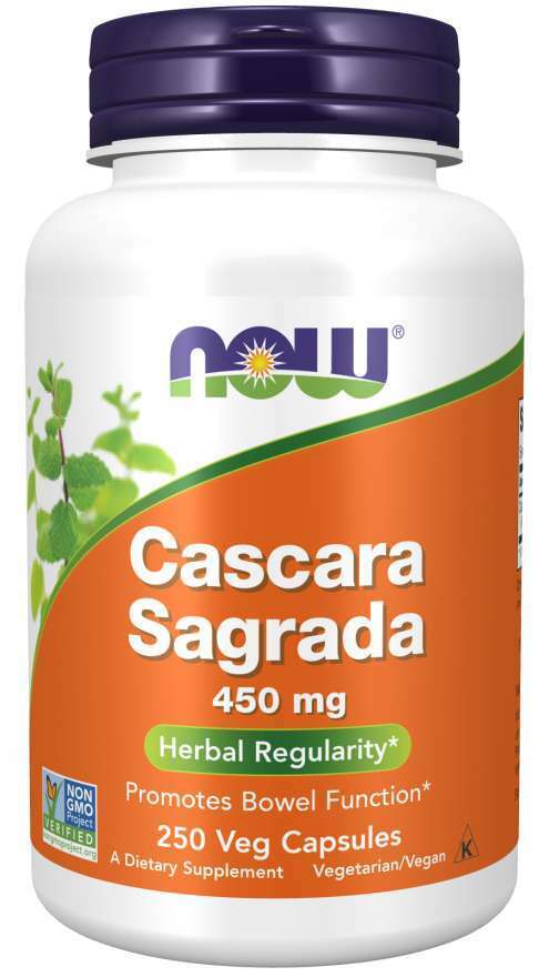 NOW Foods Cascara Sagrada, 450mg, 250 Caps Kosher/Rhamnus purshiana/Vegan