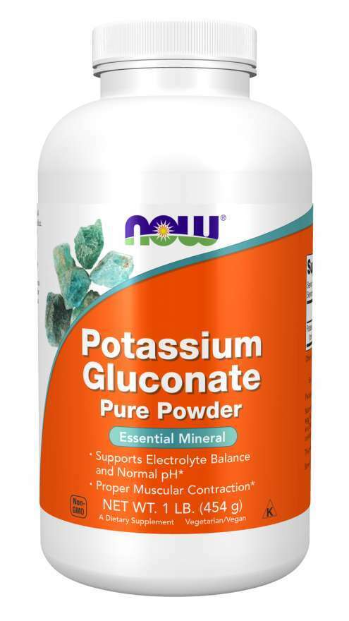 NOW Foods Potassium Gluconate Pure Powder 1lb 454grs Kosher/Vegan/Non-GMO 1100mg
