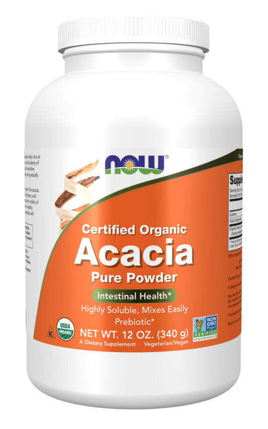 Now Foods Certified Organic Acacia 6500mg Fiber Powder 12oz 340gms Kosher