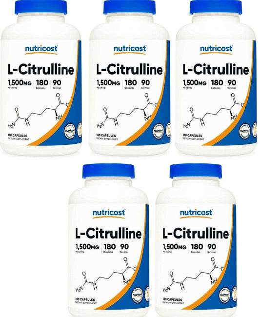 L-Citrulline 1500mg 5X180 Capsules Gluten Free & Non-GMO Nutricost