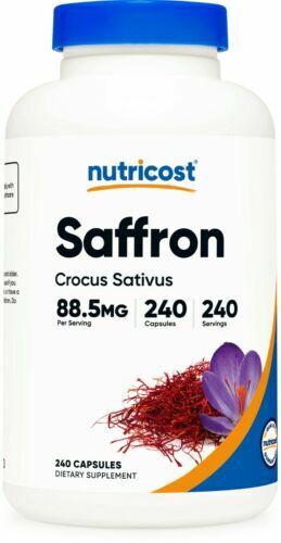 Saffron 88.5mg 240 Capsules Nutricost Non GMO/Gluten Free/Vegeterian 0.3% Safran