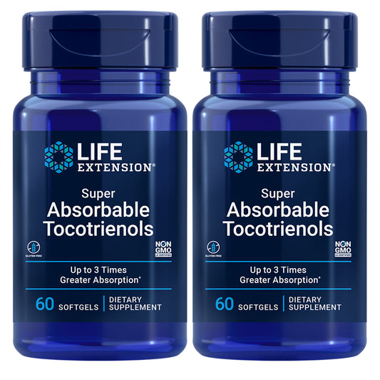 Life Extension Super Absorbable Tocotrienols 2X60 Softgels | EVNol SupraBio Vitamin E | Non-GMO