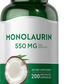 Monolaurin 550mg 200Caps Calcium Carbonate 220mg No Gluten/Non-GMO/No Preservat