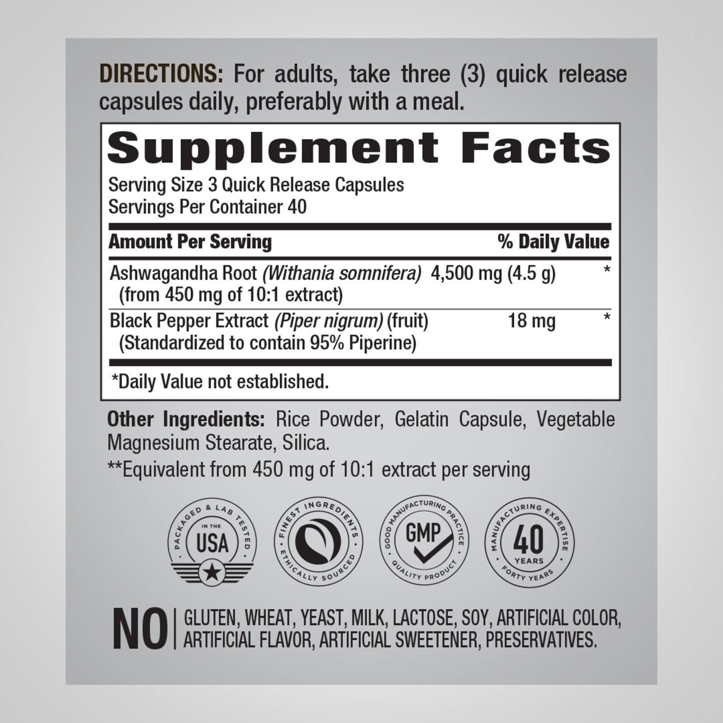 Ashwagandha 4500mg 120 Caps and Bioperine Ayurvedic Herb