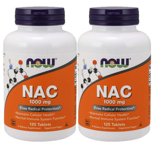 NOW Foods NAC 1000mg 2X120 Tabs Kosher Non-GMO N-Acetyl Cysteine