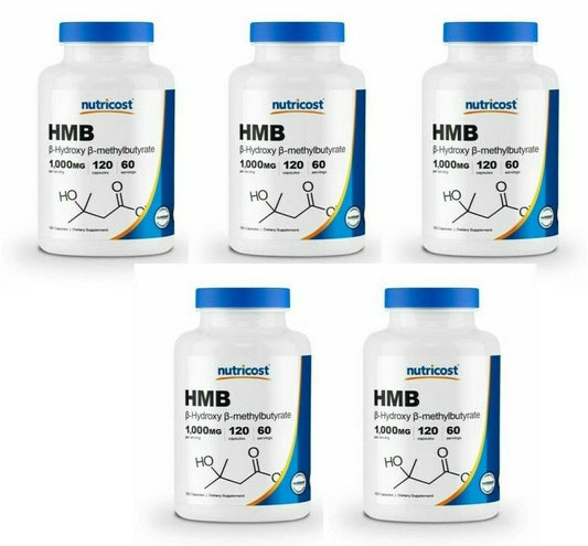 HMB 1000mg (Beta-Hydroxy Beta-Methylbutyric) 5X120 Caps Amino Acid Nutricost