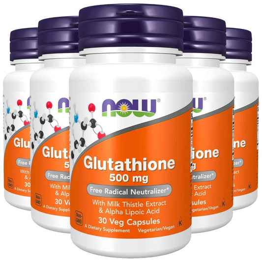 Now Foods GLUTATHIONE 500mg 5X30 or 2X60 +1X30 L-Glutathione Alpha Lipoc Kosher