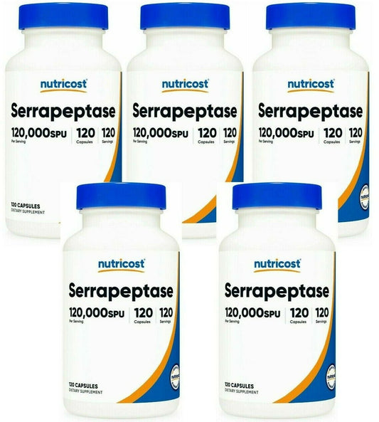 Serrapeptase 120,000 SPU, 5X120 Caps Nutricost