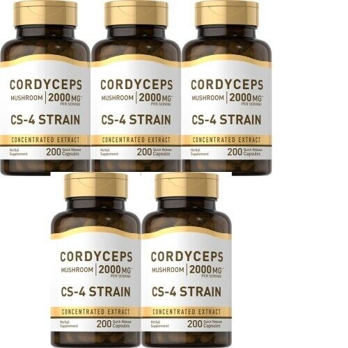 Cordyceps Sinensis Capsules 2000mg  5X200 Caps Mushroom CS-4 Strain Non GMO