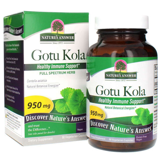 Gotu Kola 950mg 90 Vegetarian Capsules Nature's Answer Kosher Pennywort