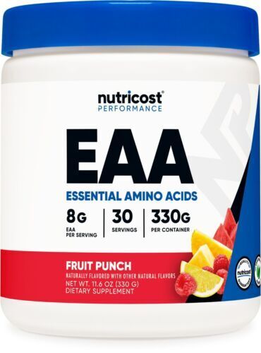 Nutricost EAA Powder 30 Servs Fruit Pun Flavor Essential Amino Acids BCAA 6000mg