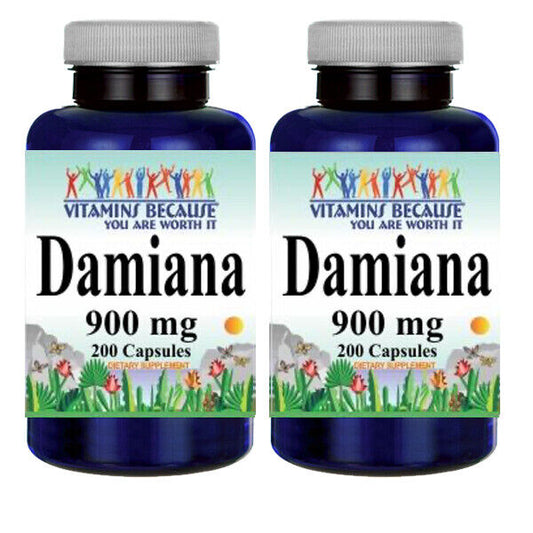 Damiana 900mg Turnera Aphrodisiaca Leaf 2X200 caps