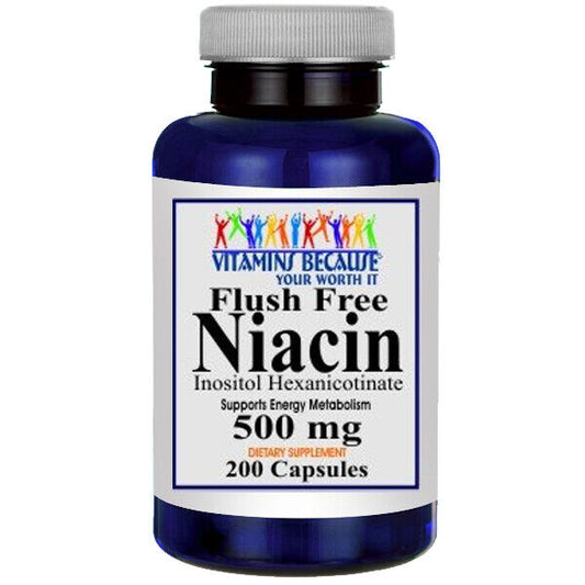 Flush-Free Niacin 500mg Inositol Hexanicotinate 200 Caps Vitamin B3