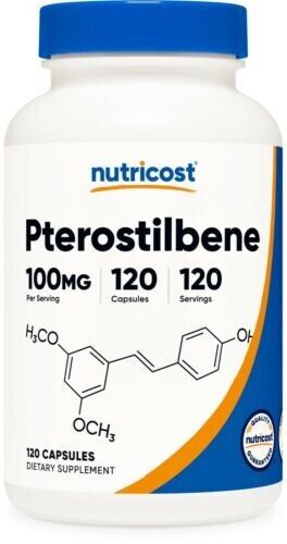 Pterostilbene 100mg  120 Capsules, Non-GMO/Gluten Free/GMP Compliant