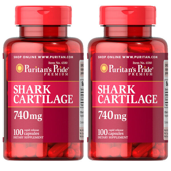 Shark Cartilage 740mg / 2X100 or 1X200 Caps Lot by Puritan's Pride
