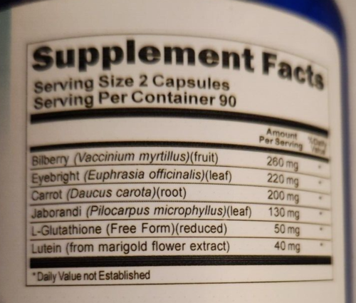 Macular Advantage Eye Care Lutein 40mg/L-Glutathione/Billberry/Jaborandi 180Caps