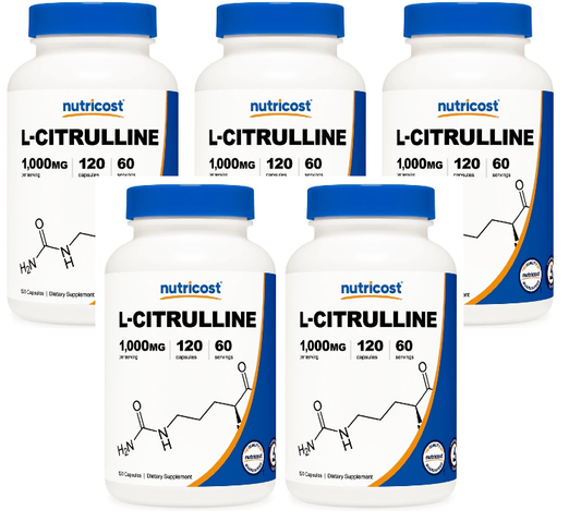 L-Citrulline 1000mg 5X120 Capsules Gluten Free & Non-GMO Nutricost