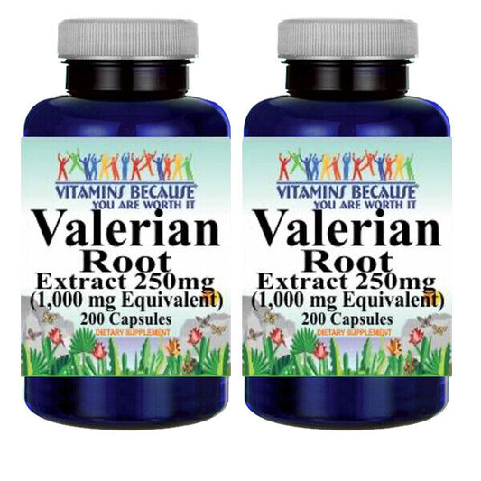 Valerian Root 1000mg 2X200 Caps - Herb Made In the USA - FDA Approved Facility