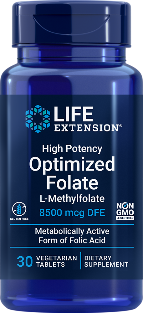 L-Methylfolate 8500mcg High Potency Optimized Folate Life Extension 30 Pills