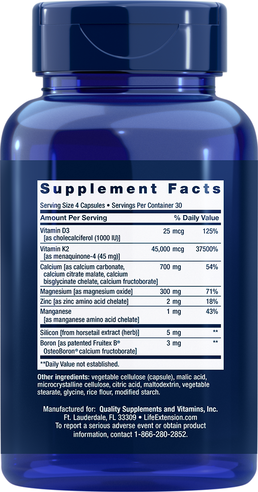 Life Extension Bone Restore Elite with Super Potent K2 – 5x120 Caps | MK-4 45,000mcg