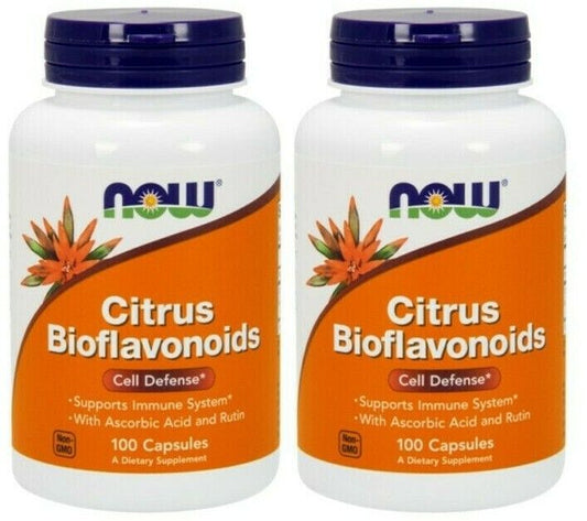NOW Foods Citrus Bioflavonoids 1400mg 2X100 Caps Ascorbic Acid/Rutin/Kosher