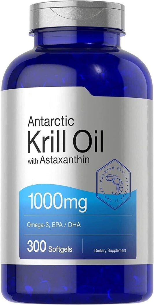 Krill Oil 1000mg 300 Softgels Omega 3, EPA, DHA, Astaxanthin 300mcg