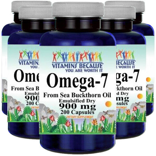 Omega-7 900mg Fatty Acids 5X200 Caps from Natural Sea Buckthorn-Palmitoleic Acid