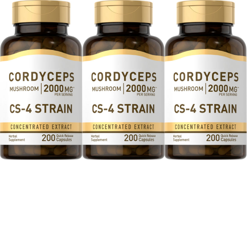 Cordyceps Sinensis Capsules 2000mg  3X200 Caps Mushroom CS-4 Strain Non GMO
