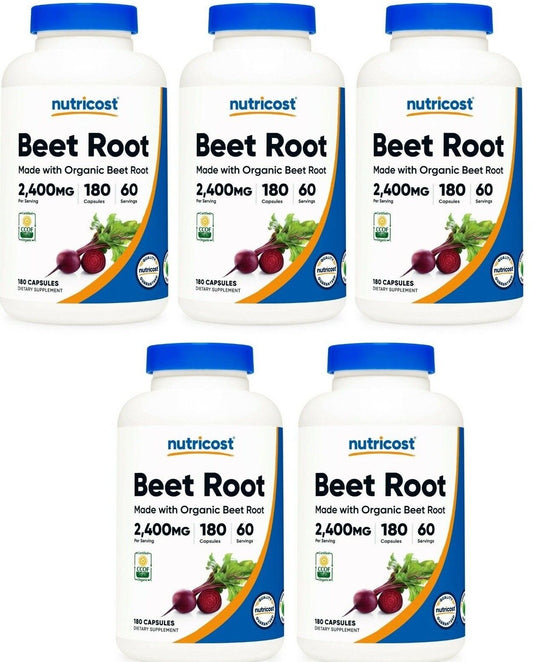 Organic Beet Root 2400mg 5X180 Caps Nutricost Non GMO/Gluten Free/Vegeterian