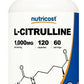 L-Citrulline 1000mg 120 Capsules Gluten Free & Non-GMO Nutricost
