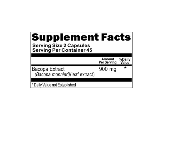Bacopa Extract 900 mg 5X180 Capsules Bacopa Monnieria by Vitamins Because