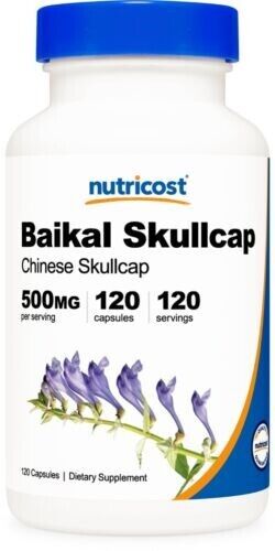 Baikal Chinese Skullcap 500mg 120 Vegetarian Caps Gluten Free/Non-GMO Nutricost