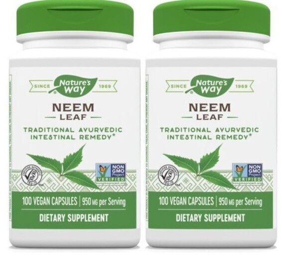 Nature's Way Neem Leaf 950mg 2X100 Caps AYURVEDIC INTESTINAL HERB