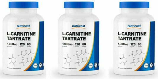 Nutricost L-Carnitine 1000mg Tartrate 3X120Caps or 1X240 & 1X120 1000mg Per Serv
