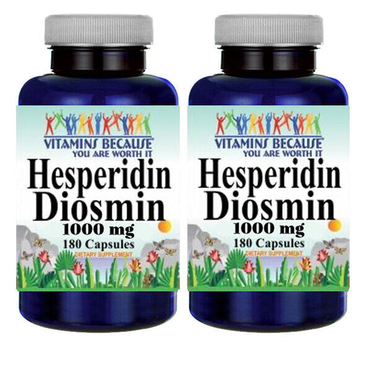 Hesperidin Diosmin 50mg/450mg 2X180 Caps by Vitamins Because 1000mg per 2 Caps