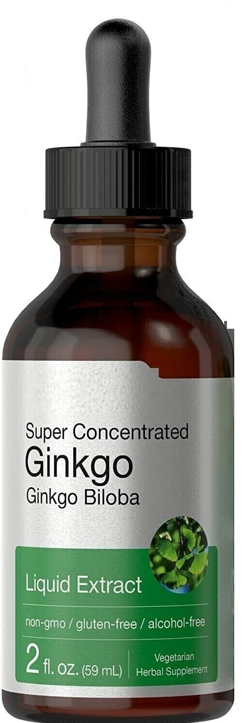 Ginkgo Biloba Liquid Extract 2 fl oz| Alcohol-Free, Vegetarian/Non GMO/No Gluten