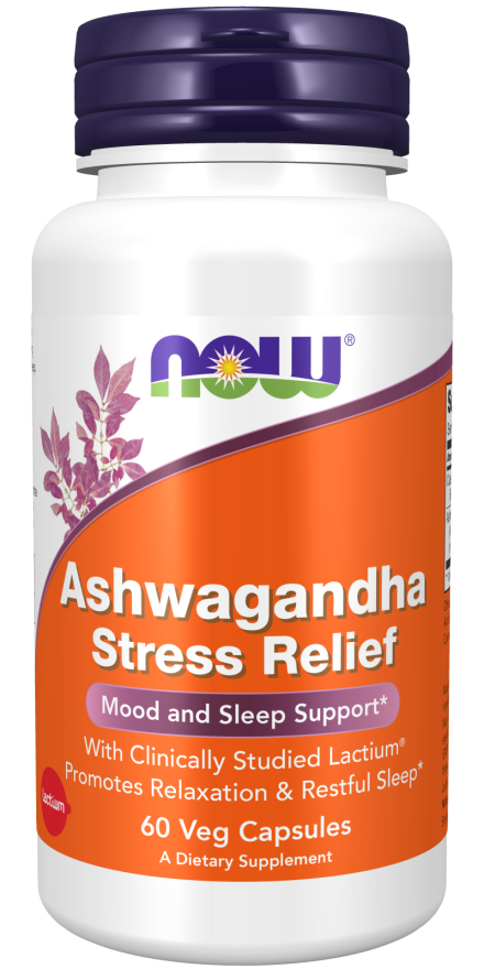 NOW Ashwagandha Stress Relief 450mg Casein Hydrolysate 60 Caps