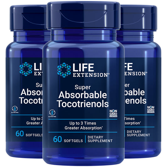 Life Extension Super Absorbable Tocotrienols 3X60 Softgels | EVNol SupraBio Vitamin E | Non-GMO