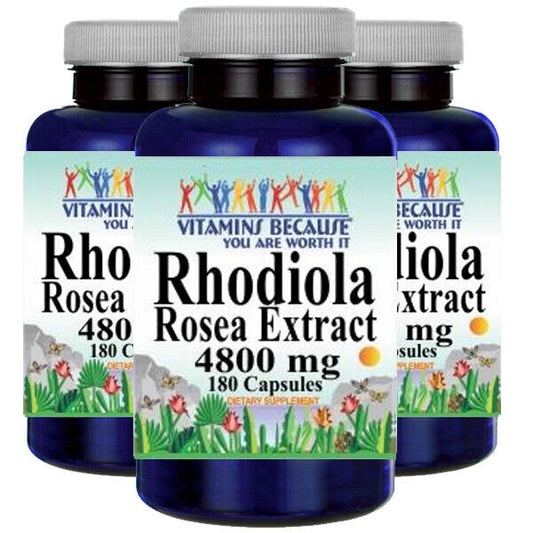 Rhodiola Rosea Root Extract High Potency 4800mg 3X180 Caps